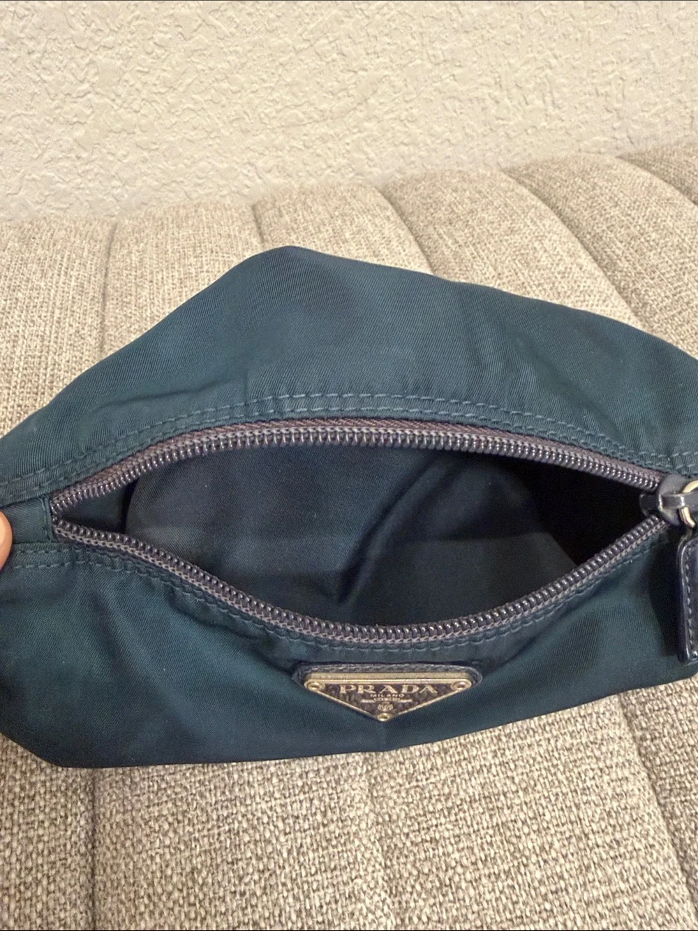 Prada Dark Green Nylon Cylinder Toiletry Pouch - Picture 7 of 7